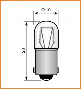 MINIATURA Ba9s 12V 0.6W 50mA T10x28